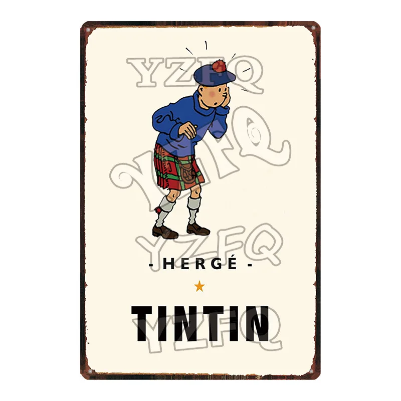 Tintin мультфильм жестяная вывеска металлическая тарелка потертый шик железная живопись детская комната настенный бар домашнее искусство Ремесло Декор 30X20 см DU-5237A - Цвет: DU-5239