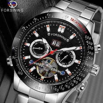 

Forsining Tourbillion Design Silver Steel Mens Automatic Sport Mechanical Wrist Watches Top Brand Luxury Male Clock Relogio