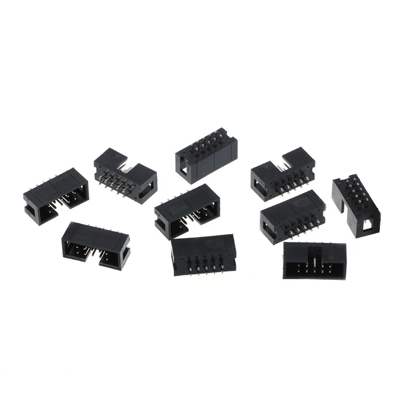 

10 Pcs DC3 10 Pin 2x5 Pin Double Row 2.54mm Pitch Straight Pin Male IDC Box Header Connector