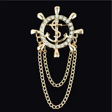 Военно-морской флот Стиль цепи Ленточки с принтом лодочного якоря; одежда с принтом «Якорь Для мужчин Для женщин корсаж Япония и корейский стиль ретро значок для костюма