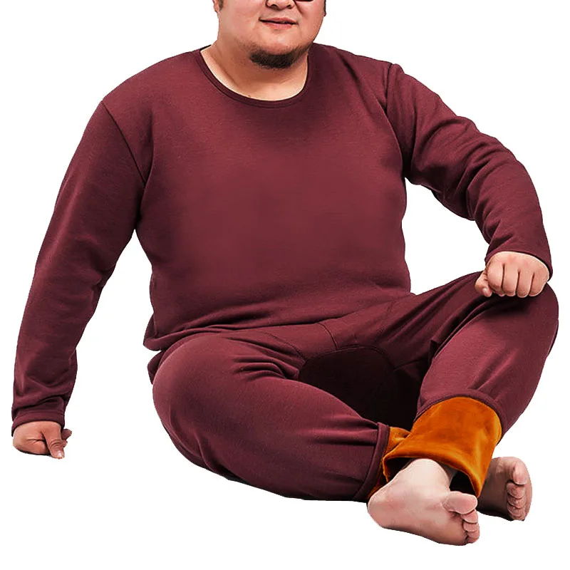 160KG Large Size Winter Thermal Underwear 5XL 6XL 7XL 8XL 9XLPlus Size Fleece Loose Men Long Johns thermal underwear set thermal underwear