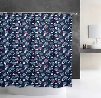 

Bathroom Decorative New Narwhals Cloud Bath Curtain Set with 12 Hooks Easy Care Polyester Fabric Shower Curtain for Showers
