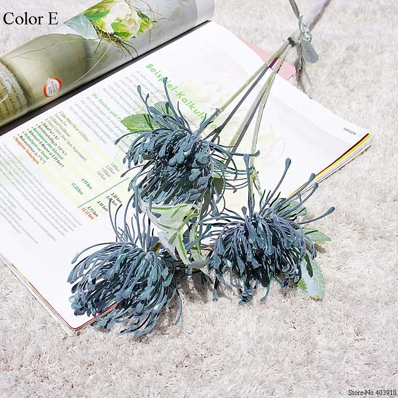 E Флокированные Leucospermum искусственные цветы для украшения свадьбы Искусственные цветы пластик искусственный цветок растение Флер искусственное - Цвет: E