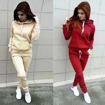 

2Pcs Women Hoodies Sports Tops Pants Tracksuit Sweatshirt Sweat Suit Jogging Set Sweatshirt Sweat Suit Jogging Set 2019