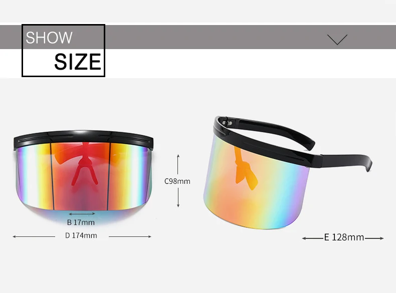 Oversized Windproof Mask Goggles Sunglasses Women  Fashion One Piece Rimless Sunglasses Men Outdoor UV400 Crystal Glasses O960