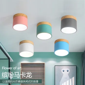 

LED Flush Mount Downlight, Ceiling Mount Accent Lighting Oak Wood Ideal for Hallway Gallery Picture ceiling barrel light WY513