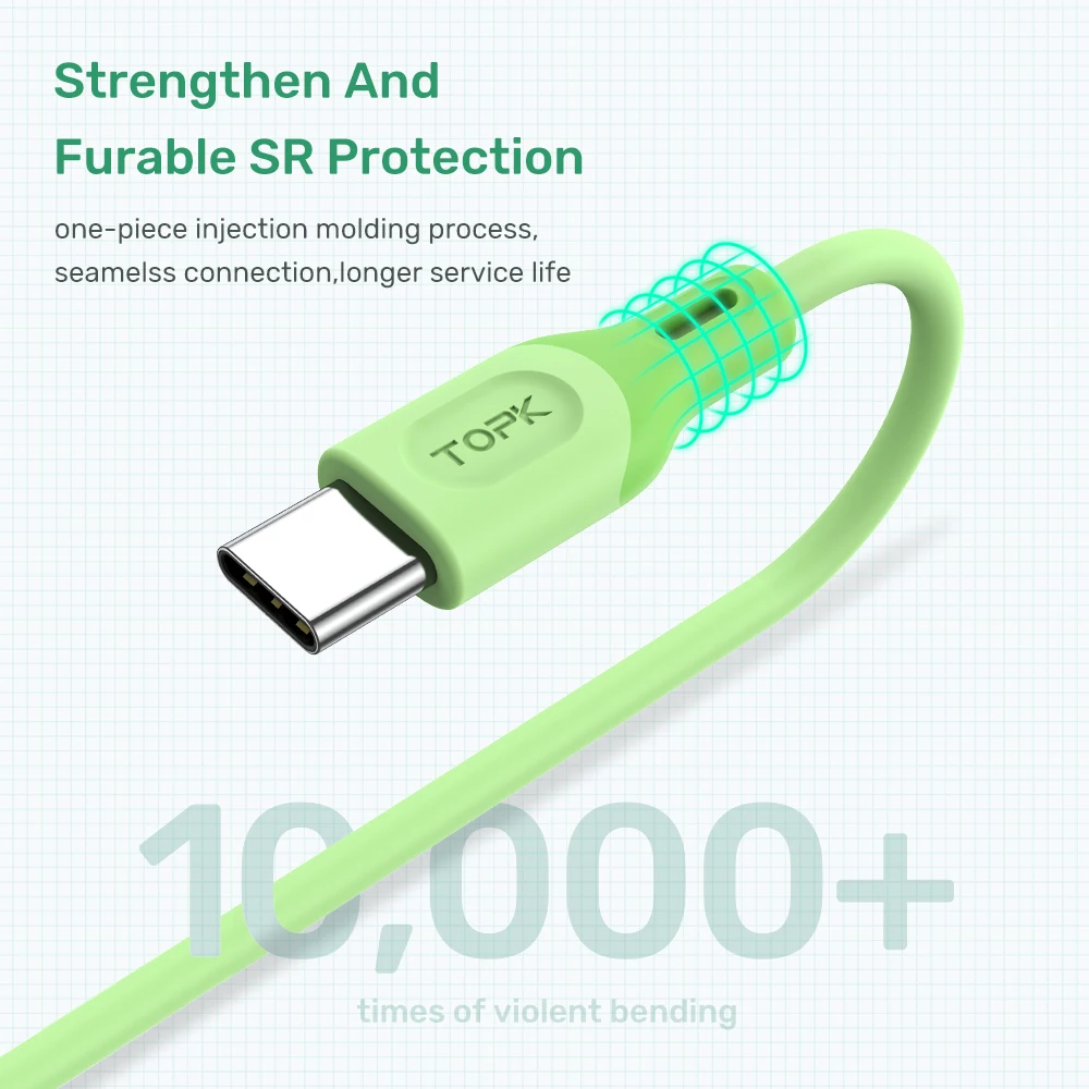 Micro USB Type C Cable 3A Fast Charging Liquid Silicone Mobile Phone Data Cable for XiaoMi redmi note 9 Samsung