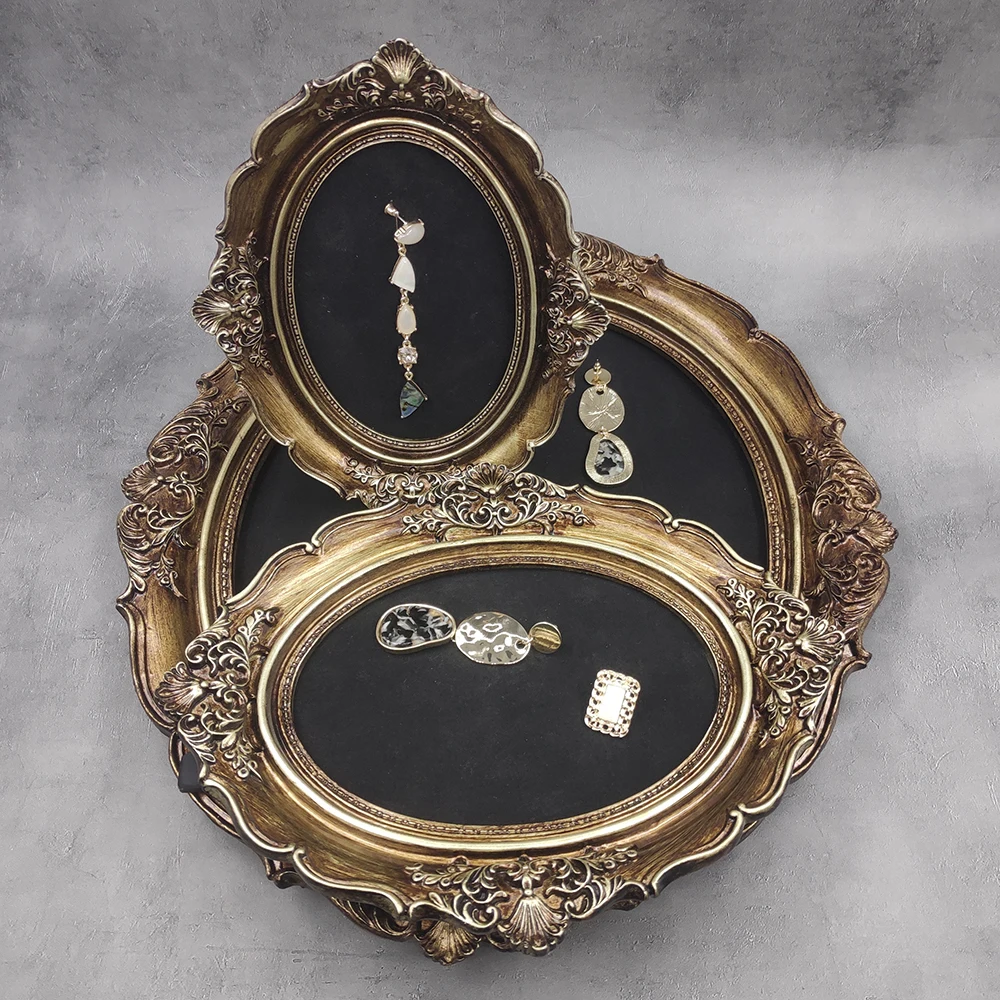 European oval antique picture frame, Palace royal style jewelry display rack,earring storage rack, jewelry photography props