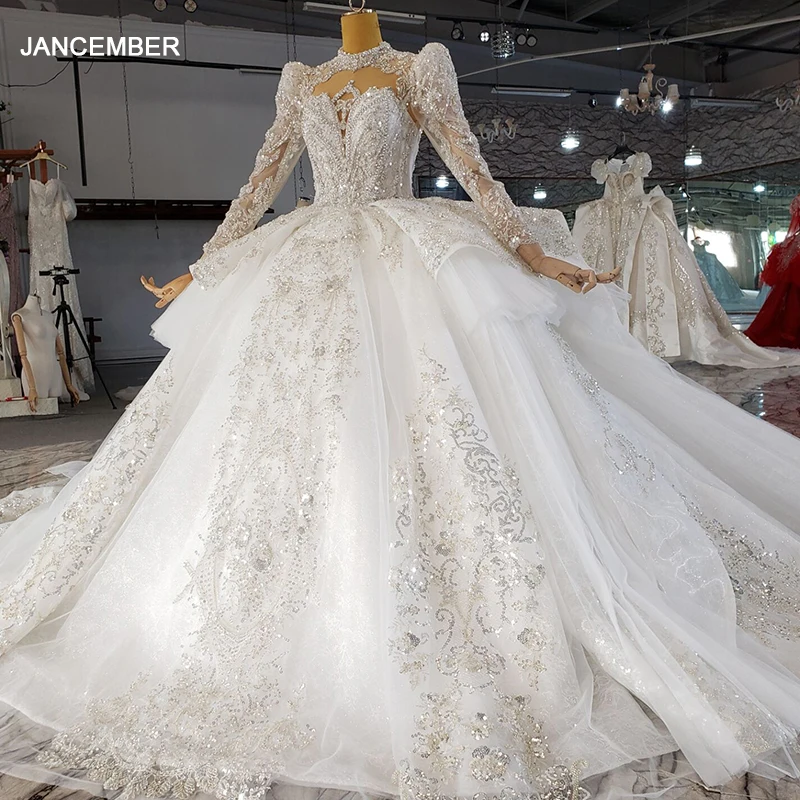 HTL2267 2022 New Ball Gown Wedding Dress Bridal Vintage Luxury Shiny Glitters Jancember Wedding Dress свадебный комбинезон 2021 1