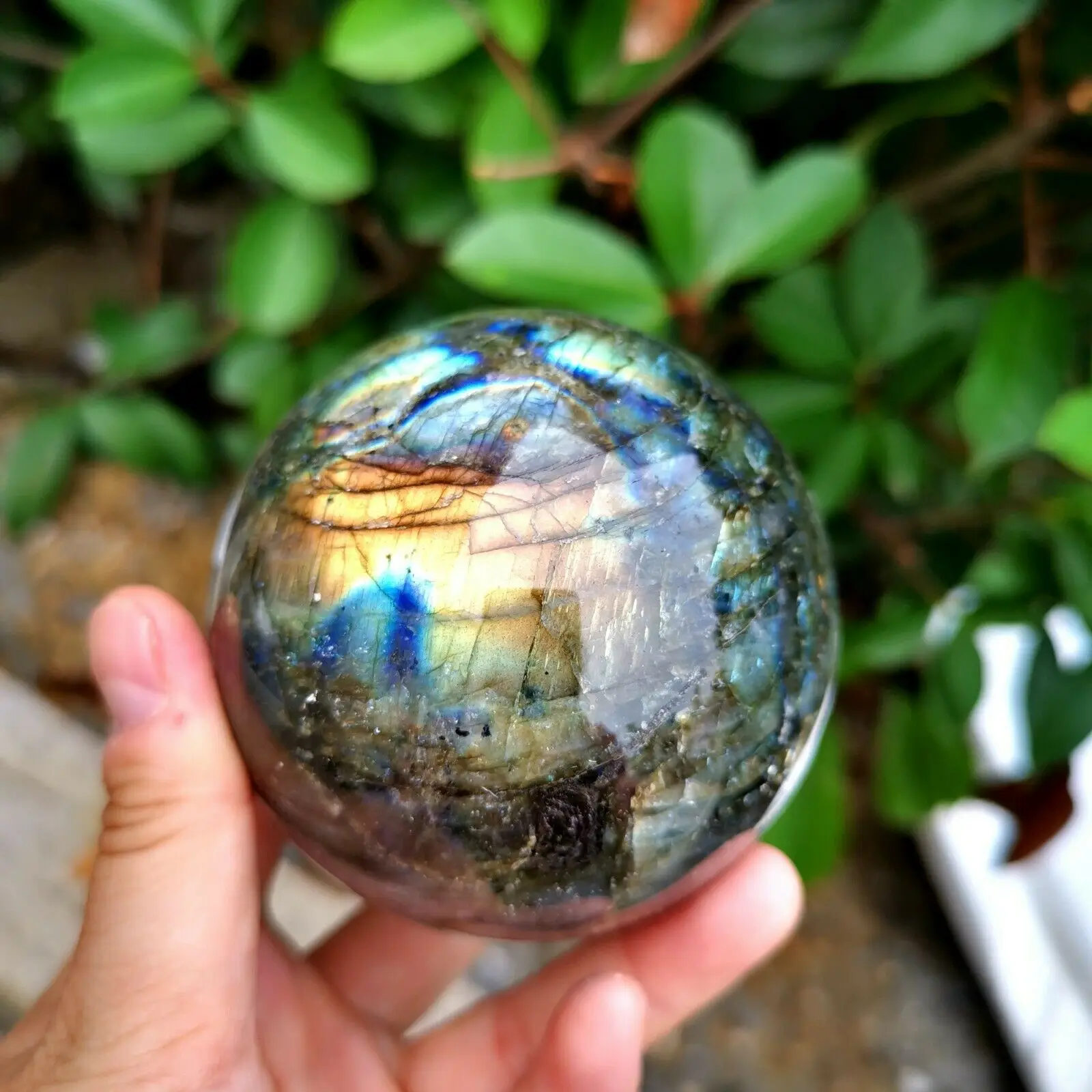 

Natural Labradorite Quartz Moonlight Crystal Ball Stone Healing 1pcs