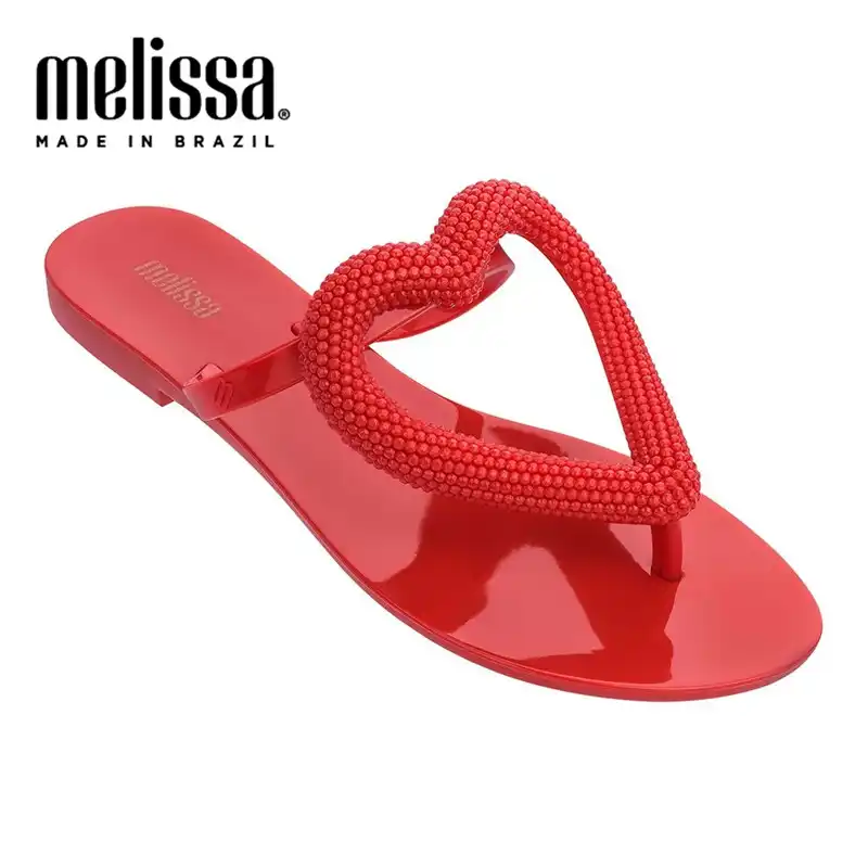 red jelly flip flops