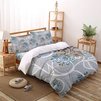 

Lilac Flower Blue Printed Duvet Cover Set 4 Piece Bedding Set Home Textile Customizable