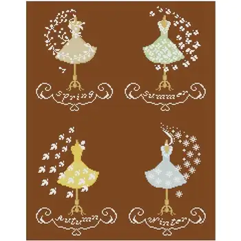 

Four season dress Patterns Counted Cross Stitch 11CT 14CT DIY Chinese Cross Stitch Kits Embroidery Needlework Sets