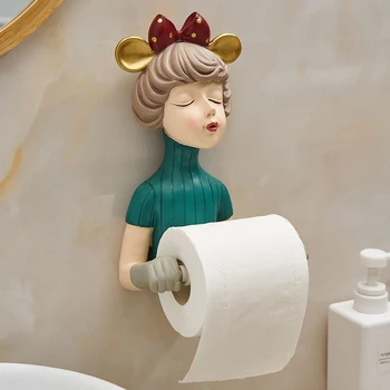 

Butterfly Lovely Girl Creativity Resin Napkin Holder Bathroom Wall Mount Storage Tissue Box Rack Home Ornaments Decor Sculpture