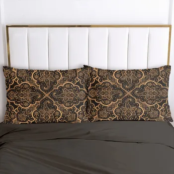 

3D Printed Pillowcases Pillow Case Soft Home Chair Decorative Pillow Covers Cover 45x45cm 80x80cm Glod Black Printed Design