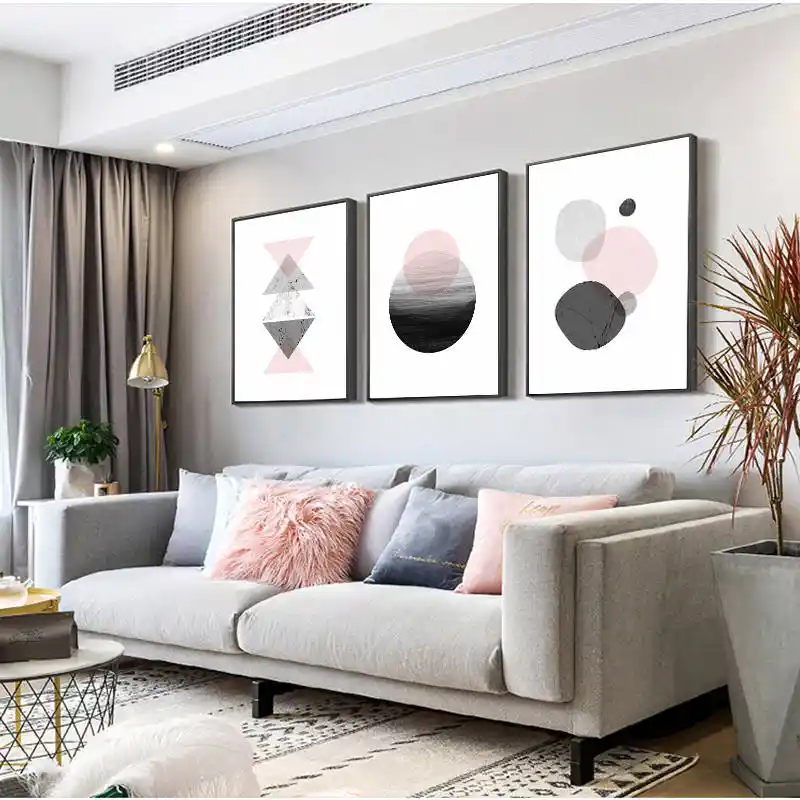 Pintura En Lienzo Abstracta Creativa Triangulos Geometricos Cartel