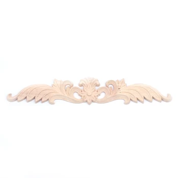

Rubber Wood Carved Onlay Applique Unpainted Flower Door Home Furniture Decor size:24.5X4.5cm