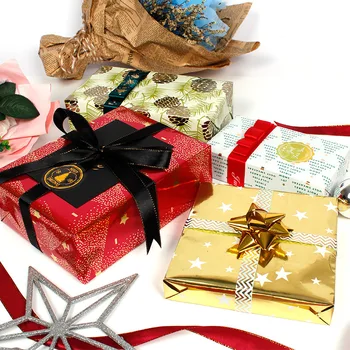 

10sheet Christmas Gift Wrapping Paper 50x70cm Aluminium Foil Craft Paper Stickers Scrapbooking Papier Scrapbook Cardstock