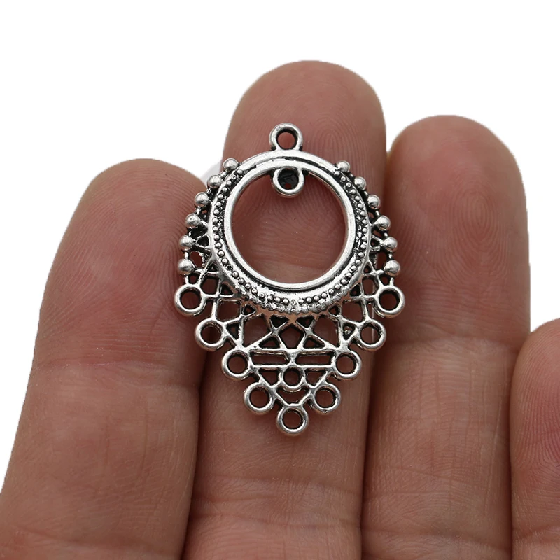 

15PCS Antique Silver Plated Flower Connectors for Jewelry Making Earrings Jewelry Findings Accessories 24x33mm