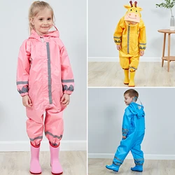 Manteau de pluie multicolore pour enfants de 3 à 10 ans, combinaison imperméable d'extérieur, une pièce, grenouilles et girafe 