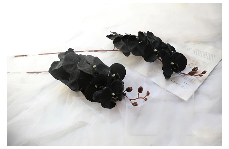 JAROWN Artificial Flower Black Butterfly Orchid Silk Phalaenopsis For Wedding Christmas Home Decoration Garden Potted Fake Plants (7)