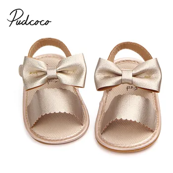 

Pudcoco Cute Newborn Infant Baby Girls Bowknot Princess Shoes Toddler Summer Sandals PU Non-slip Rubber ShoesSize 0-18M