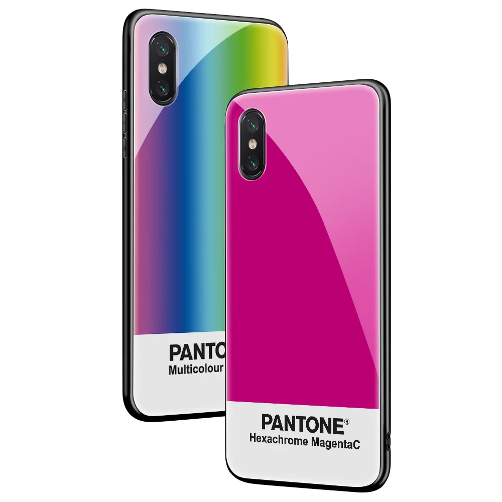 Чехол из закаленного стекла для iPhone 11 Pro 7 7Plus X 6S 6 Plus Pantone Phone Cover для iPhone XS MAX XR 8 pure color