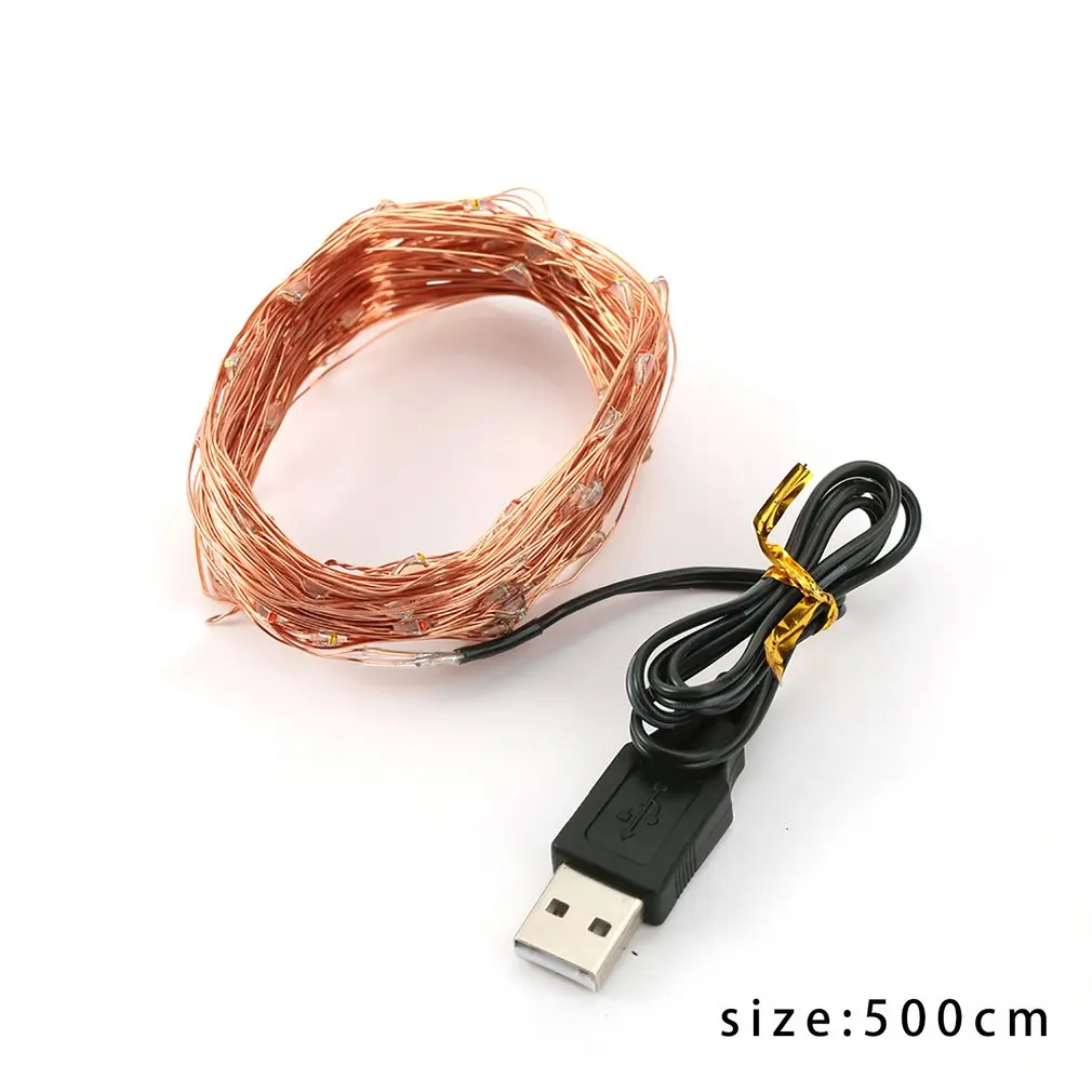 Крытый Открытый USB медный провод декоративный 50 светодиодный гирлянды