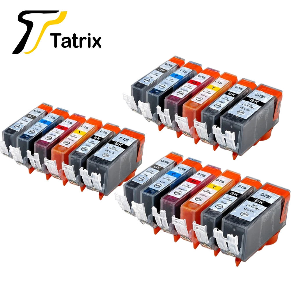 Tatrix 18 шт. для Canon PGI725 CLI726 PGI-725 CLI-726 совместимый чернильный картридж для Canon PIXMA MG6170/MG6270/MG8170/MG8270 - Цвет: 3 set (18pcs)