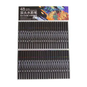 

48/60/100 Color Markers Pens Double-Headed Watercolor Pen Painting Set Water-Based Ink Nylon Head Art Supplies