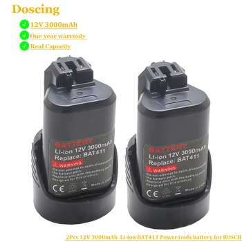 

Doscing 10.8V 3000mAh Power tools Rechargeable Batteries for BAT411 BAT412A BAT413A 2 607 336 333,2 607 336 014 GSB 10.8-2-LI