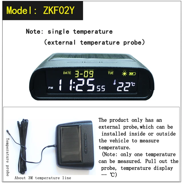 Horloge solaire de voiture thermomètre extérieur rappel du temps de  conduite interrupteur automatique sans câblage montre numérique LCD de  haute précision