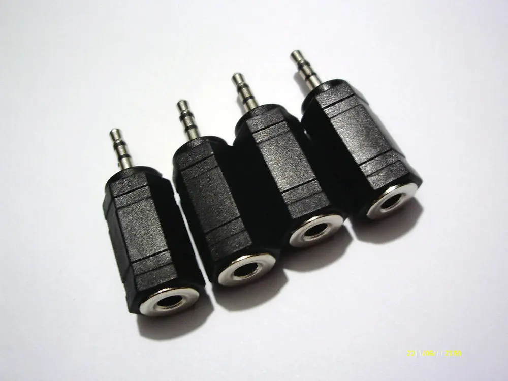 100 pcs High quality 2 5mm Plug to 3 5mm Jack adapter HEADPHONES EARPHONES connector New