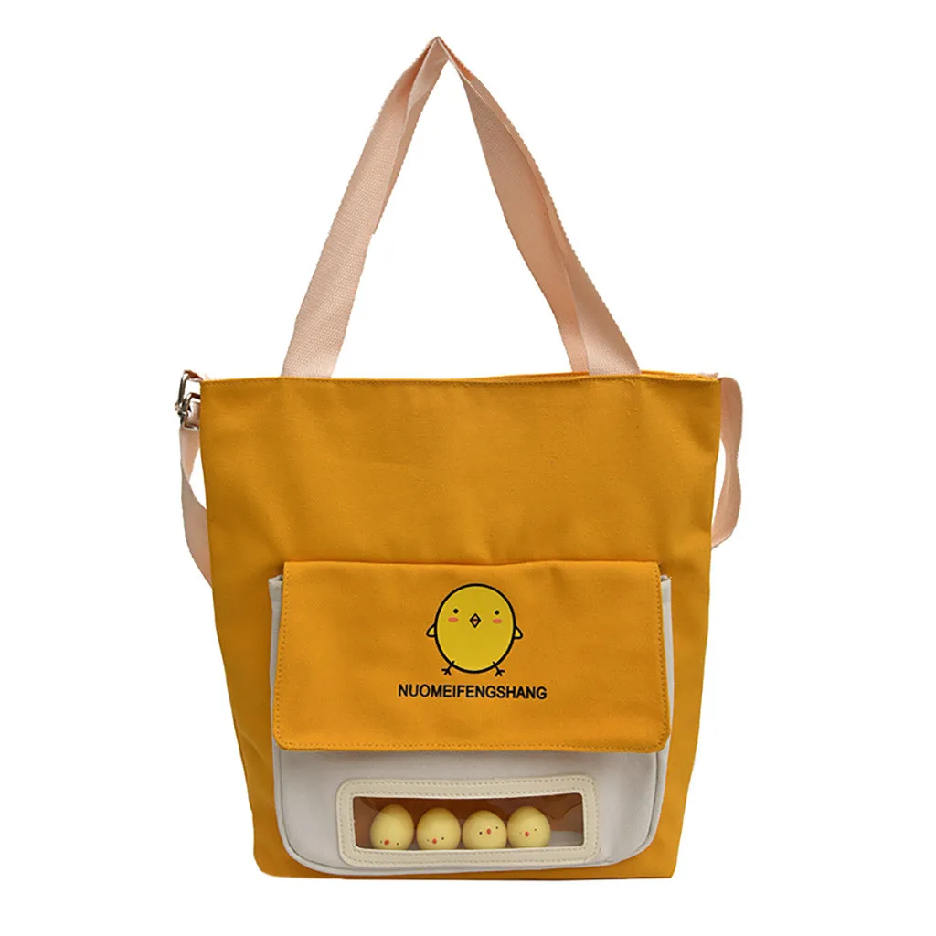 

Harajuku Vintage large capacity cartoon letter printing ulzzang canvas messenger bag large capacity shoulder Preppy Style bags