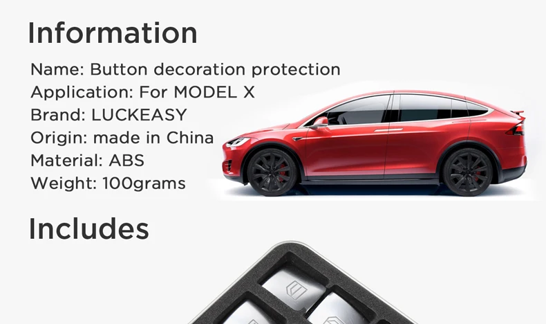LUCKEASY Car window button modified ABS Patch For Tesla Model X- Button decoration protection 13pcs/set