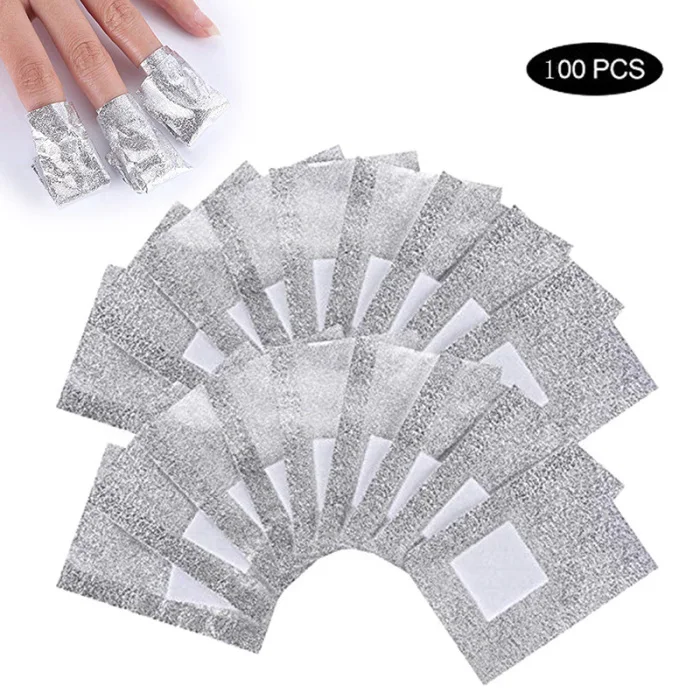 100 Pcs Nail Polish Remover Foil Wraps Nail Gel Soak Off Foils Cotton Pads Acrylic Removal Wraps WH998