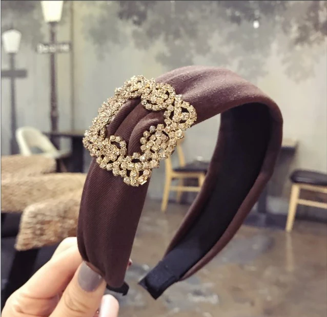 Модный корейский стиль кружева горный хрусталь hairband для женщин девочек мода сексуальный простой Кристальный обруч для волос аксессуары для волос