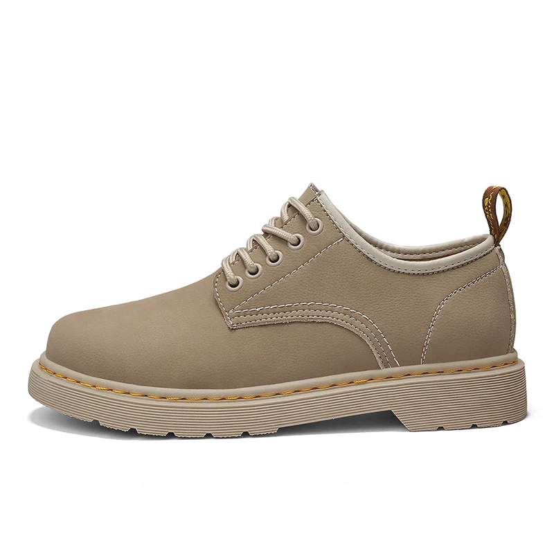 Beige Doc/Мужская обувь; Туфли-оксфорды из натуральной кожи; Рабочая обувь цвета хаки; парадная обувь; дизайнерская Роскошная Высококачественная кожа; большой размер 11 - Цвет: Beige