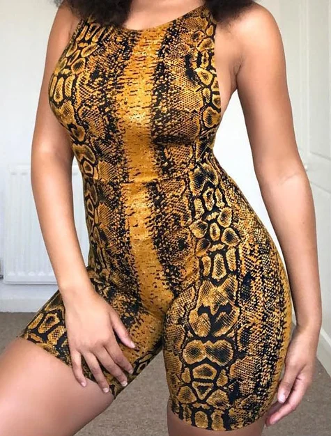 Цвет: желтый Женский леопардовый принт боди Bodycon укороченный комбинезон, трико без рукавов для малышей, боди, костюм для подвижных игр, ночного клуба, прозрачные комбинезоны - Цвет: Цвет: желтый