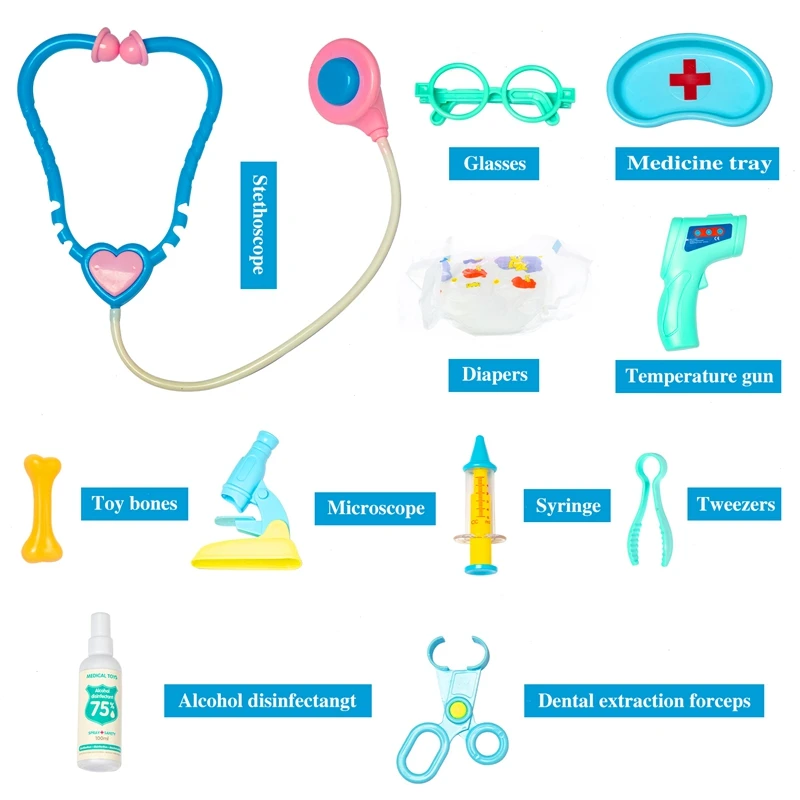 

Baby New Born Fit 18 inch Doll Clothes Accessories Blue Medical Set Bottle Doll Accessories Toy Set For Baby Birthday Gift