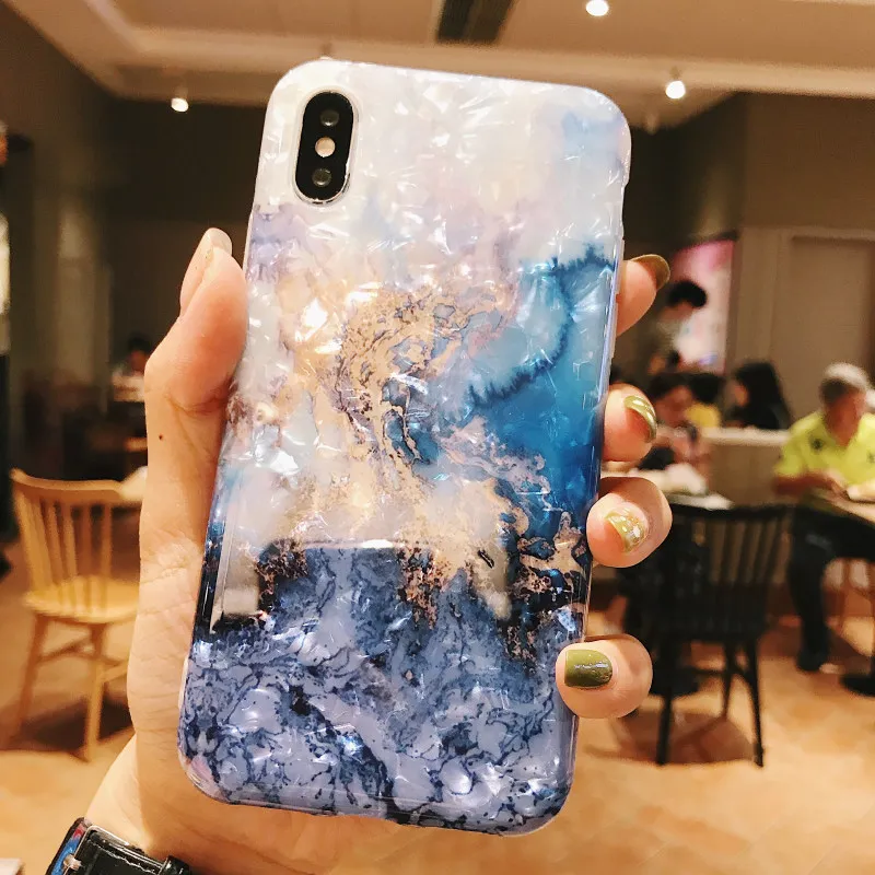 Слоновая кость Блестящий Мраморный чехол для iPhone XR, чехол с рисунком лимона, силиконовый IMD чехол для iPhone 6S 6 7 8 Plus, iPhone XR X Xs Max 11 чехол - Цвет: Слоновая кость