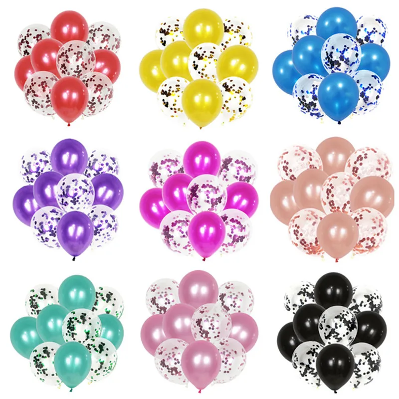 10Pcs Confetti Latex Sequin Balloons Metal Color Balloons Festive Party Wedding Decorations Opening Celebration Supplies