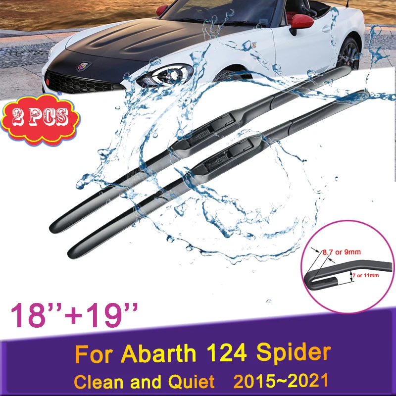 

Car Front Wiper Blades for Abarth 124 Spider 2015 2016 2017 ~ 2021 Windshield Frameless Silent Rubber Snow Scraping Accessories