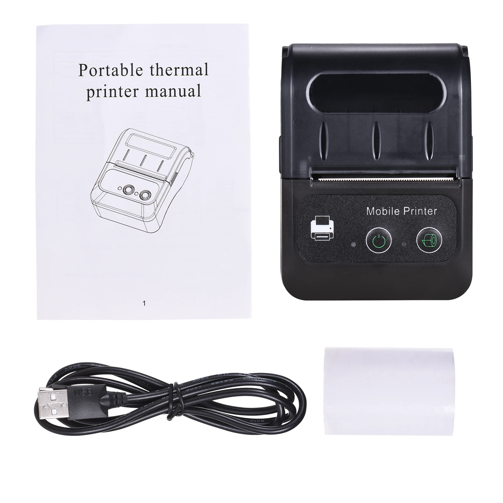 portable instant photo printer Mini Portable Bluetooth Thermal Printer 58mm for Android & iOS Handheld Wireless Thermal Receipt Printers Label Imprimante Papel mini phone printer Printers