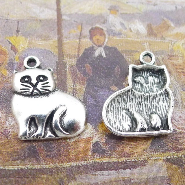 Bulk Charms For Jewelry Making 10 Pieces 15x18mm Antique Silver Color Fat  Cat Charms - AliExpress