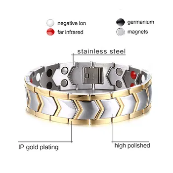 

Silver Male Bracelets Bangles Energy Balance Copper Chain Link Germanium Magnetic Bracelets for Men Health Care Medical Jewelry