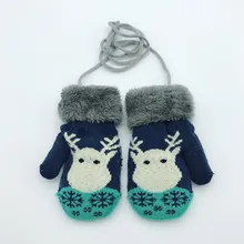 1 пара, Детские Зимние Бархатные вязаные перчатки с рисунком оленя, милые рождественские варежки для девочки, Детские уличные детские перчатки