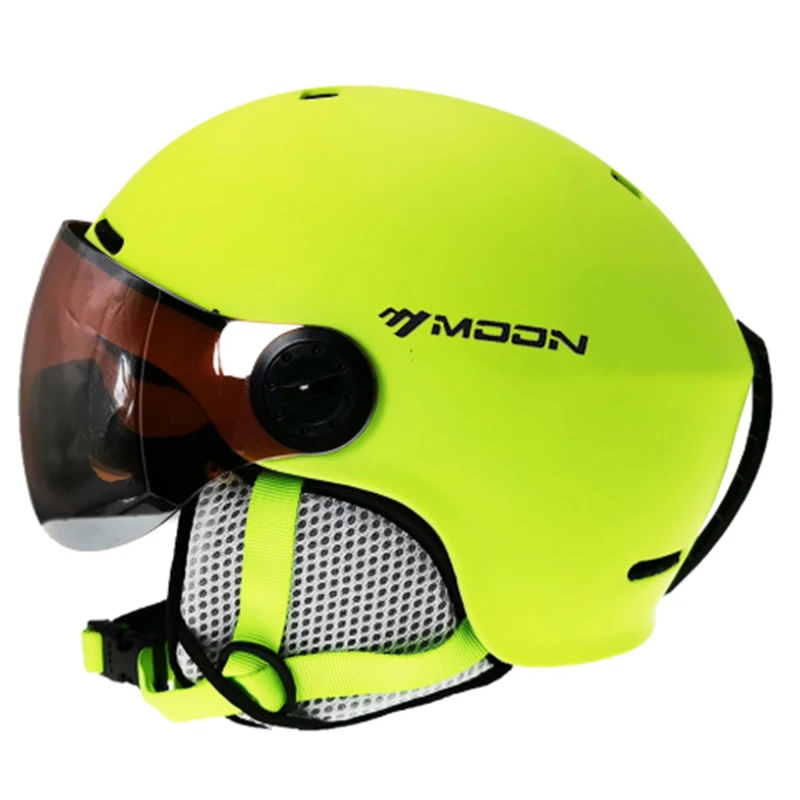 Лыжный шлем MOON интегрально-Формованный PC+ EPS красочный лыжный шлем Спорт на открытом воздухе сноуборд скейтборд шлем с очками skihelm - Цвет: Цвет: желтый