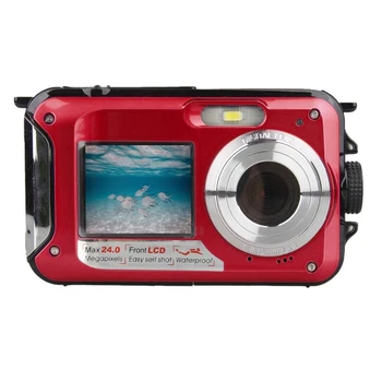 

Hot Waterproof Digital Camera Underwater Camera Video Recorder Selfie Dual Sn DV Recording Camera(Red)