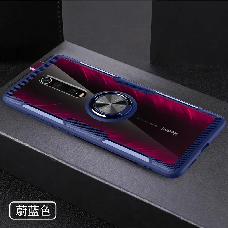 Кристальный акриловый кольцевой кронштейн mi 9 T чехол для Xiaomi mi 9 T SE mi 9 T Pro автомобильный Магнитный чехол-держатель для Xiaomi mi 9 T чехол mi 9 T Pro - Цвет: Blue